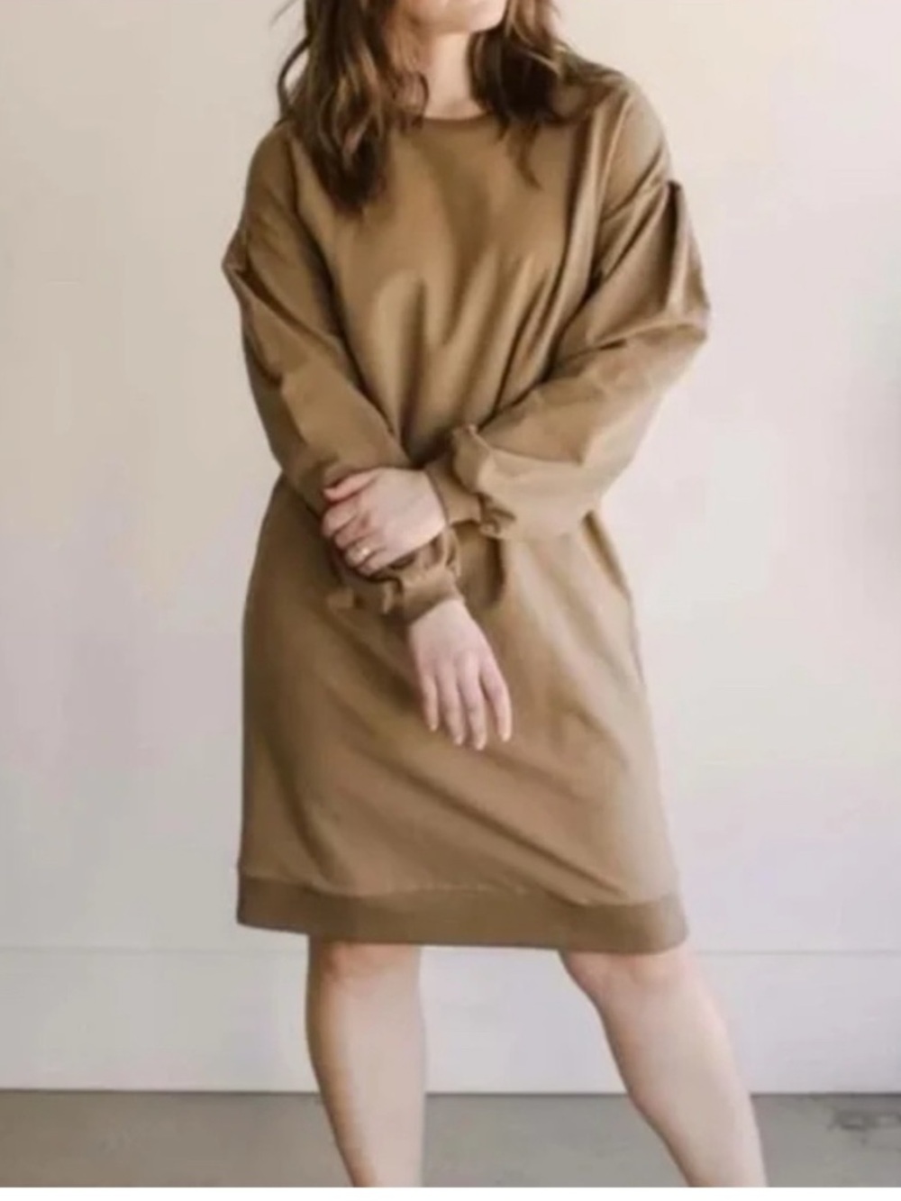 NEW‎ The Simple Folk 2 Organic Cotton Stretch Brown The Oversized Sweater Dress